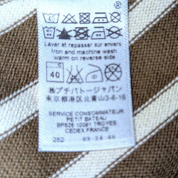 Petit Bateau | 3/4 Length Sleeve Cotton Dress French Minimalist Stripes | Small - Picture 14 of 15